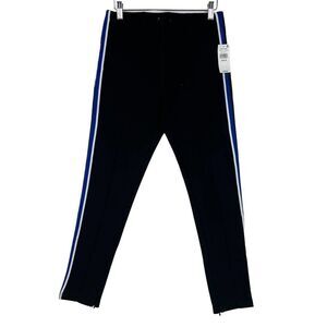 New Sanctuary Women US M Black Pants Blue Stripe Skinny Workout Tracks Joggers